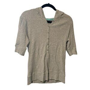 VIntage y2k Sonoma Womens Size Large Gray Ribbed SHirt Top Short Sleeve hoodie H